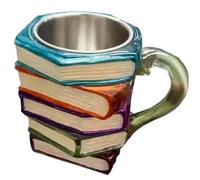 Juego de tazas de papel pintado, Novelty Drinking Cups, 4,72 x 4,72 x 3,94 pulgadas, Book Stack Coffee Cup, Resin Tea and Milk Containers, Best Gift for Literature Lovers, Readers, Home, Birthdays