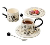 Juego de tazas de té, 26 cl recipientes para bebidas | Taza y taza de cerámica para bebidas calientes | para la leche el cacao el vino el de la cerveza la cocina el restaurante el café el