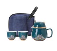 Juego de tazas de té de cerámica portátil, juego de teteras de cerámica | Juego de tazas de té portátil de de la suerte juego de de porcelana con colador de té, tazas de té a prueba de