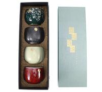 Juego de Tazas de té de Cerámica Retro de Kung Fu, Vajilla de Superficie Lisa para Degustación de té Familiar, Embalaje Exquisito, 4 Uds. (Felicidad continua)