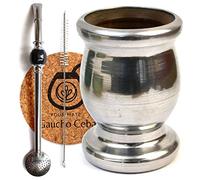 Juego de tazas de té Palo Santo Mate | Pajita de acero inoxidable | Taza de té mate Palo Santo de metal forjado | Yerba Mate Accesorios Set de almohadillas de corcho cepillo