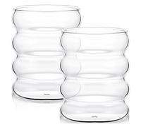 Juego de Tazas de Vidrio, Taza Ondulada de una Sola Capa, Taza de Café Transparente, Taza de Leche para el Hogar, Cocina, Cumpleaños(#1)