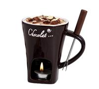 Juego de tazas para fondue de chocolate, tenedor para fondue para calentar mantequilla | Taza de cerámica para derretir fondue de chocolate con olla caliente | Melting Pot Tea Light Calentador de mant