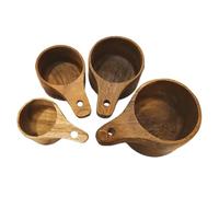 Juego De Tazas Y Cucharas De Madera - Cuchara De Café De Madera De Granja | Cuchara De Condimento Para Granos De Café, Azúcar, Sal | Accesorios De Medición De Miel
