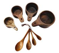Juego de tazas y cucharas de madera, cucharas de madera ecológica y tazas de con agujero colgante para cocinar cocción de café leche en polvo
