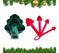 Juego de tazas y cucharas de medición - 8 cucharas de medición precisas para árbol de Navidad y tazas de medición - para cocina casera o pastelería