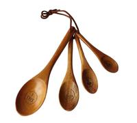 Juego de tazas y cucharas de medición de madera, cuchara de café de madera, granos de café, azúcar, sal, cuchara, cuchara, cuchara, cucharada de miel