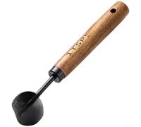Juego de tazas y cucharas medidoras de acero inoxidable con asas de madera de nogal, 8 herramientas de cocina para hornear para ingredientes secos y líquidos precisos, acabado dorado y negro (N)