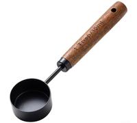Juego de tazas y cucharas medidoras de acero inoxidable de alta calidad con asas de nogal sólido para hornear y cocinar mediciones precisas de harina, azúcar, especias, café en decoración moderna de