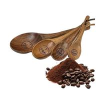 Juego de tazas y cucharas medidoras de madera, cuchara de café de madera de granja, accesorios de medición de miel, suministros molidos de granos de café, cuchara de condimento para tarros