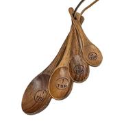 Juego de tazas y cucharas medidoras de madera | Cuchara de café de madera de granja | Cuchara de condimento de sal de azúcar y granos de café, accesorios de medición de miel