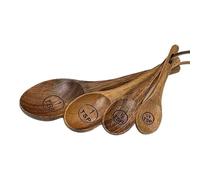 Juego de tazas y cucharas medidoras de madera, herramienta de cocina de granja, colección rústica de utensilios para hornear, con accesorio de condimento para tarros de azúcar, sal y miel