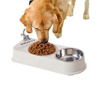Juego de tazón de perro doble diseño, tazón para mascotas, comida y agua, 32,5 x 13,5 x 6 cm para perros, hogar, sala de estar, cocina, cocina, creamy, negro, morado