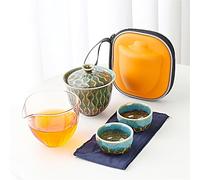 Juego de té chino de Kung Fu con bolsa de viaje, 2 tazas, tetera portátil de cerámica, tetera de porcelana, tazas de té de Gaiwán, herramienta de té, juego de té de viaje para amantes del té (azul 4