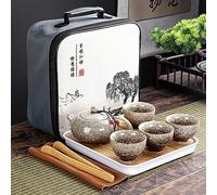 Juego de té chino de Kung Fu con bolsa de viaje, 4 tazas, tetera portátil de cerámica, tetera de porcelana, tazas de té de Gaiwán, herramienta de té, juego de té de viaje para los amantes del té
