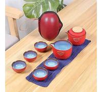 Juego de té chino de viaje de té Kung Fu, tetera portátil de cerámica, tetera de porcelana, tazas de té de Gaiwán, ceremonia, juego de té de viaje para amantes del té (estilo B)