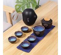 Juego de té chino de viaje de té Kung Fu, tetera portátil de cerámica, tetera de porcelana, tazas de té de Gaiwán, ceremonia, juego de té de viaje para amantes del té (estilo D)