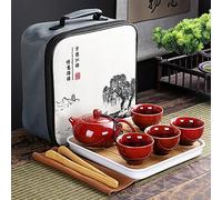 Juego de té chino Kung Fu con bolsa de viaje, 4 tazas, tetera portátil de cerámica, tetera de porcelana, tazas de té de Gaiwán, herramienta de té, juego de té de viaje para amantes del té (3 piezas)