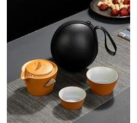 juego de té chino, taza de té de cerámica china, Juego de té de viaje Estuche de transporte tetera Gaiwan tazas de té The Ru Kiln taza de paso rápido 1 olla 2 tazas juego de té de cerámica Kung Fu al