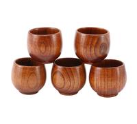 Juego de té de 5 piezas, taza pequeña de madera verde con mango natural