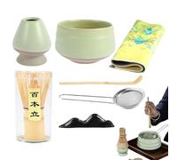 Juego de té de 7 piezas - Incluye escoba de bambú, juego de té | en polvo, juego de té japonés, cuchara y batidor con soporte, accesorios de, juego de herramientas para