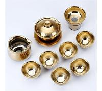 Juego de té de lujo chapado en oro de 24 quilates, juego de té chino de Kung Fu, juego de té de lujo de porcelana de hueso, taza de té, accesorios de té de Gaiwán, juego de té de viaje para los