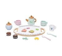 Juego de té de madera | Juguete de té - Juego educativo de madera para fiestas con accesorios de cocina para niñas de 3 a 5 años