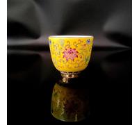 Juego de té de porcelana china vintage hermosa e inusual para los amantes del té Puer Oolong Kung Fu Tieguanyin Flower Green Tea Travel Tea Set para amantes del té (amarillo)