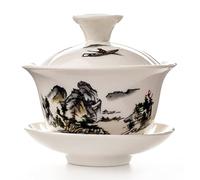Juego de té de porcelana Gaiwan Kung Fu, Juego de té Zisha Kung Fu Gaiwan porcelana multicolor 120 ml con tapa y platillo(D)