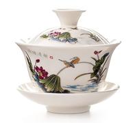 Juego de té de porcelana Gaiwan Kung Fu, Juego de té Zisha Kung Fu Gaiwan porcelana multicolor 120 ml con tapa y platillo(G)