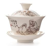 Juego de té de porcelana Gaiwan Kung Fu, Juego de té Zisha Kung Fu Gaiwan porcelana multicolor 120 ml con tapa y platillo(F)