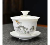Juego de té de porcelana Gaiwan Kung Fu, Juego de té Zisha Kung Fu Gaiwan porcelana multicolor 120 ml con tapa y platillo(E)