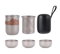 Juego de té de titanio - de campamento al aire libre | de Kung Fu con taza de té - para campistas, picnic, viaje por carretera, playa, jardín, patio, patio, patio trasero, pesca