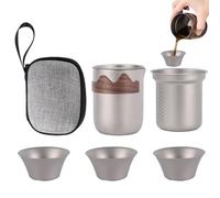 Juego de té de titanio - Juego de huevos de té portátil | Taza de té portátil - para excursionistas, picnic, viaje por carretera, jardín, patio trasero, parque, concierto al aire libre, terraza y