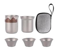 Juego de té de titanio - Kit de taza de té de camping, juego de de viaje | para excursionistas, campistas, viajes por carretera, playa, jardín, patio, patio, patio trasero, pesca, concierto al