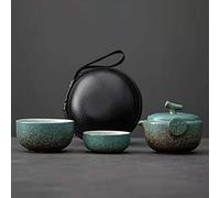 Juego de té de viaje de cerámica Gongfu, magnífico juego de tetera china con 2 tazas de té, funda de transporte portátil