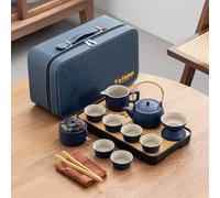 Juego de té de viaje, juego de té de cerámica portátil, juego de té chino, juegos de té para adultos, juegos de teteras, bolsa de viaje portátil, hogar, regalo, al aire libre y oficina