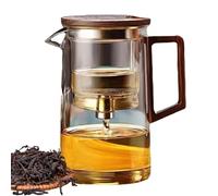 Juego de té de vidrio - Diseño con mango de madera, de filtro | Sabor a mano Ritual Disfrute Calor Kernaroma, Aromapad Forma Brillante Estilo Vidrio Flujo de Té Almohadilla Calor Fragancia
