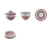 Juego de té hecho a mano con diseño de elefante del tesoro rojo esmaltado, con tres talentos, para el hogar, juego de 6 piezas