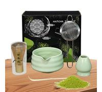Juego de té japonés, juego de matcha de cerámica natural, seguro, juego de 5 piezas - Juego de batidor Matcha resistente para el hogar, campo, cocina, comedor, familia, amigos, colegas