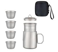 Juego de té - Juego de 4 tazas de té con infusor integrado y tazas de 50 ml para casa, interior, viajes, camping, senderismo, picnic, té al aire libre, opciones de reg
