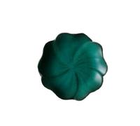 Juego de té Kung Fu antideslizante de cerámica con aislamiento térmico, accesorios para el hogar, exquisita resistencia a altas temperaturas, posavasos de pétalos, esmalte de cerámica verde oscuro