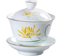Juego de té Kung Fu, cuenco cubierto, taza china retro pintada a mano, Gaiwan cerámica, sopera hecha a, vajilla porcelana(I 9.4x10.4cm 200ml)