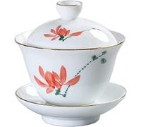 Juego de té Kung Fu, cuenco cubierto, taza china retro pintada a mano, Gaiwan cerámica, sopera hecha a, vajilla porcelana(N 9.4x10.4cm 200ml)