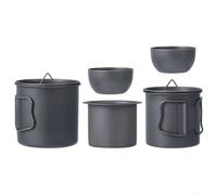 Juego de té Kung Fu de 5 piezas hecho de titanio para viajes al aire libre con cafetera plegable y accesorios de té (juego de té de 5 piezas)