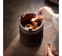 Juego de té Kung Fu de cerámica retro para el hogar, mango lateral chino, calefacción de llama abierta, estufa de carbón