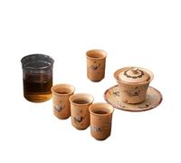 Juego de té Kung Fu de cerámica retro resistente a altas temperaturas para el hogar, exquisita hospitalidad, juego de 5 piezas