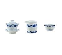 Juego de té Kung Fu de porcelana azul y blanca pintadas a mano exquisitas tazas de té domésticas - Juego de 8 piezas