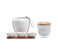Juego de té Kung Fu retro de taza rápida: kit portátil de 1 tetera y 3 tazas con bolsa de mano for acampar y preparar té.(C One Pot Three Cups)