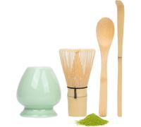 Juego de té Matcha Beler - 8 piezas Juego de té Matcha, cuenco de té Matcha con orificio, batidor de bambú Matcha, cuchara, colador, soporte para batidor Matcha, accesorio de juego de té Matcha para